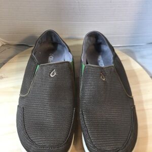OluKai Shoes Gray Nohea Mesh Slip On Boat Loafers Collapsible Heel Mens 9.5